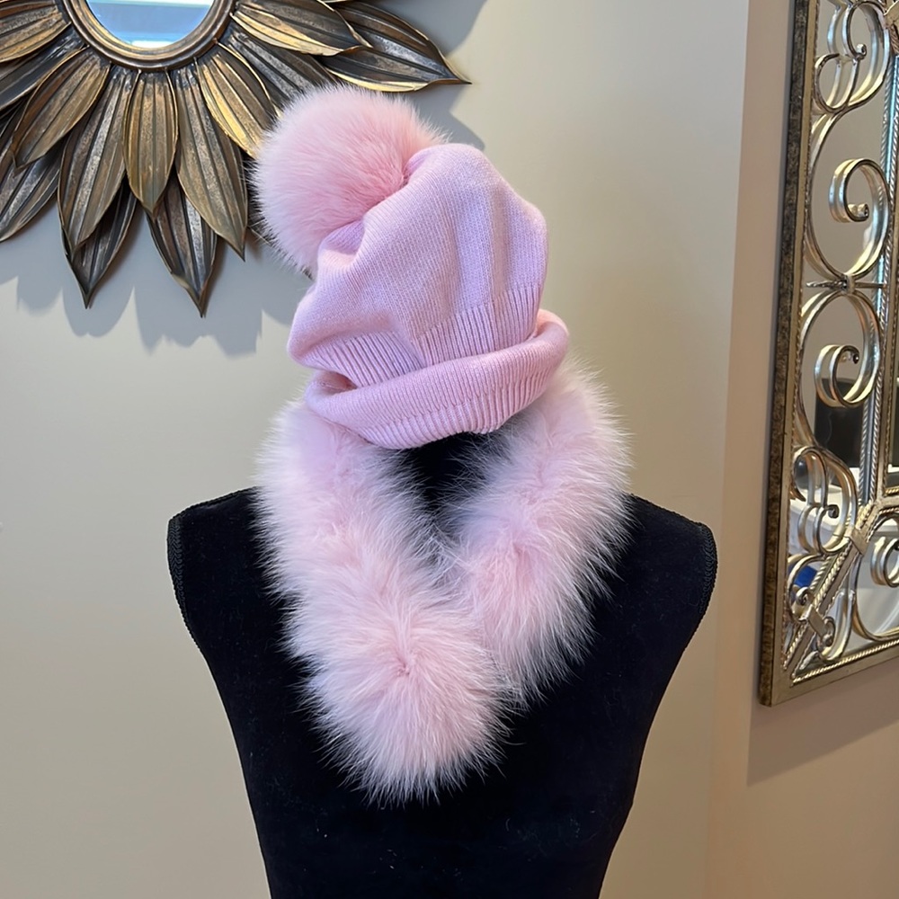 Blush Pink Hat and Rabbit Scarf combo!